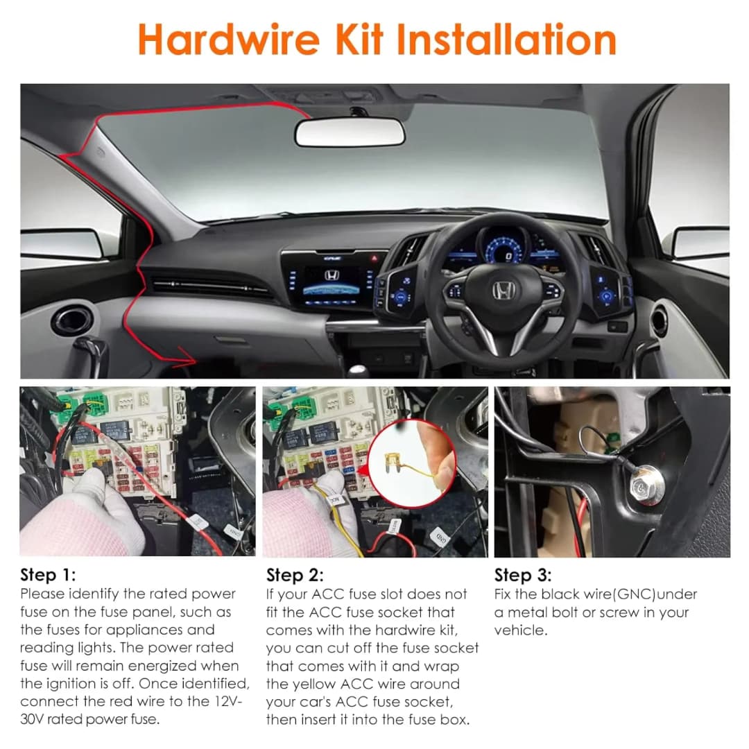 Vantrue كابل Type-C بطول 11.5 قدم، تحويل 12V/24V إلى 5V، مجموعة أسلاك صلبة مع حماية الجهد المنخفض لجميع كاميرات Vantrue - 2