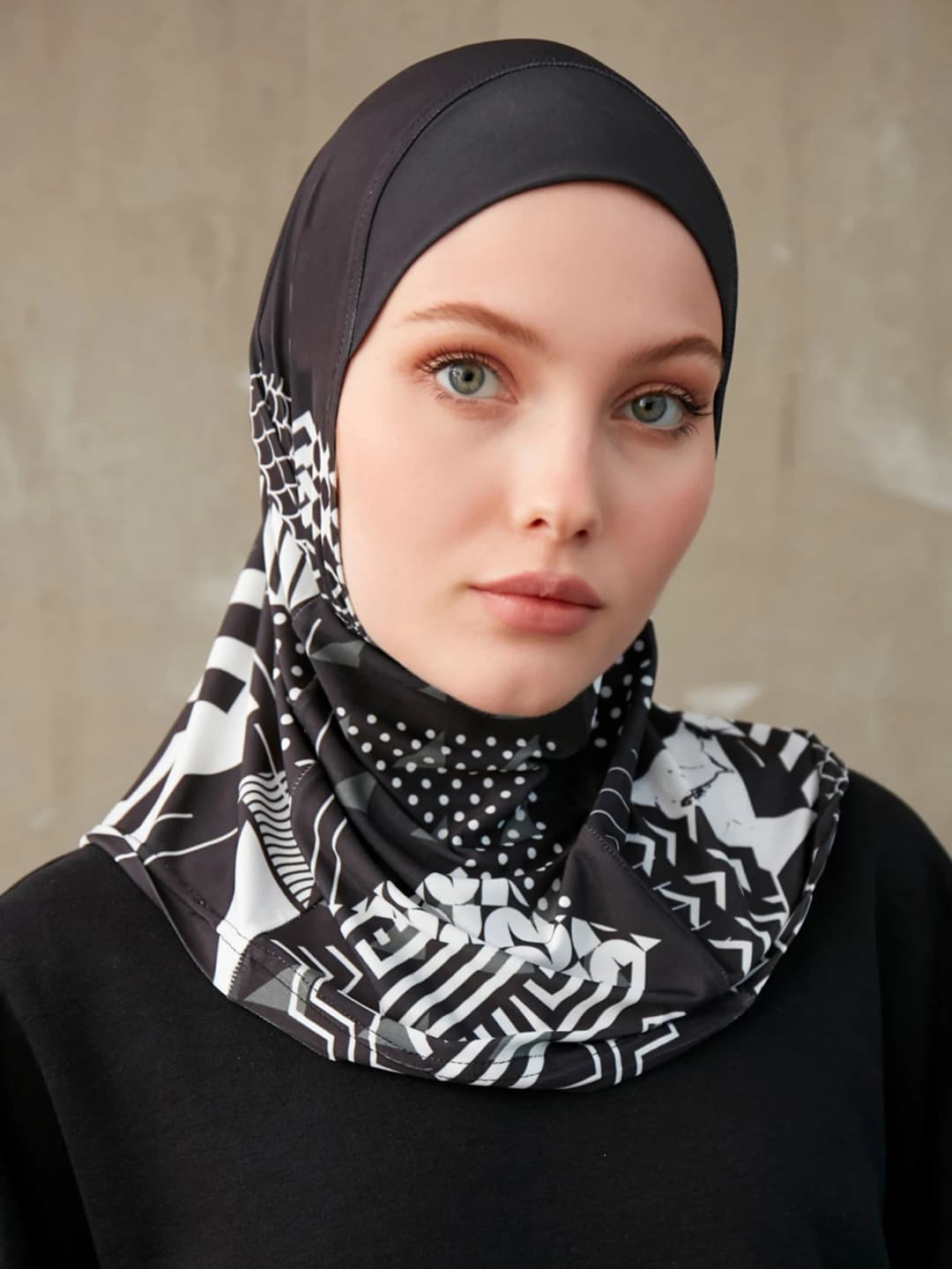 حجاب داخلي إسلامي جيد التهوية للنساء ، عمامة إسلامية ، طباعة هندسية ، غلاف رأس بنمط ، عقال فوري للسيدات ، حجاب داخلي - 3