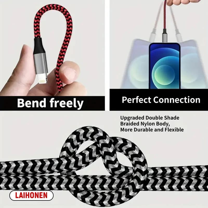 1M 2M 3M USB A To Lightning MFi Certified  Cable For iPhone 14 13 12 11 X XR Pro Max Fast Charging Cable Charger Data Wire Cord - 3