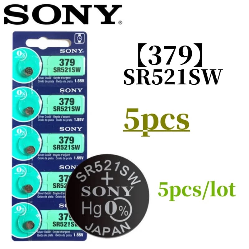 5pcs Original SONY battery SR 521 LR521 AG0 Batteries SR521SW 379A 379 179 SR63 1.5V Battery