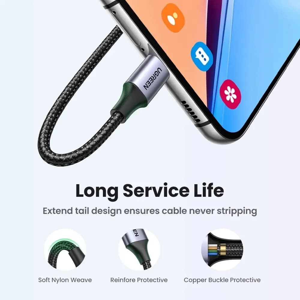 كابل شحن سريع UGREEN 3A مناسب لجهاز iPad Samsung Xiaomi Poco كابل بيانات شاحن USB-C المغناطيسي كابل الهاتف المحمول - 4