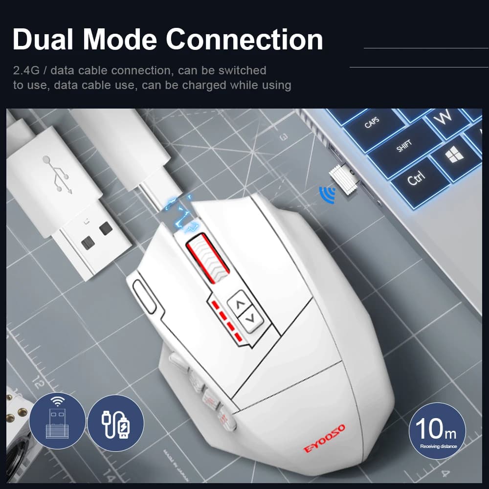 ماوس ألعاب E-YOOSO X-33 RGB USB 2.4G لاسلكي 16000 DPI 16 زر قابل للبرمجة ماوس بصري للكمبيوتر المحمول - 2