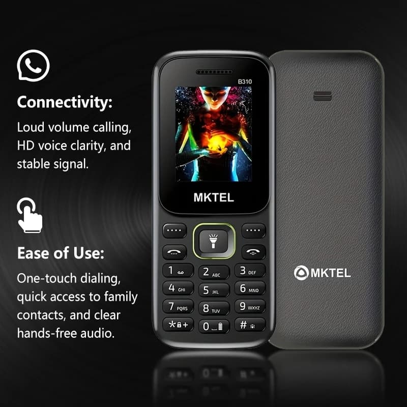 هاتف B310 بشاشة 1.77 بوصة، هاتف ذو شريحتين، معالج SC6531E، بلوتوث، راديو FM، مشغل MP3، كشاف، بطارية 800mAh، هاتف أساسي مفتوح - 2