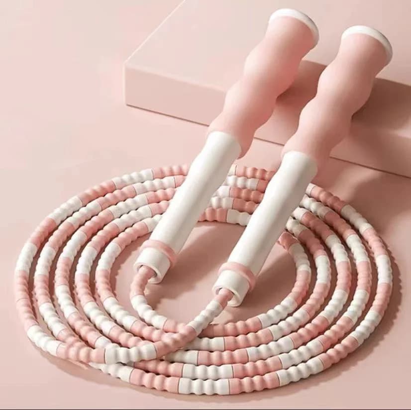 حبل قفز بامبو PVC بطول 2.8 متر للمبتدئين والكبار والأطفال حبات ناعمة غير متشابكة حبل قفز مقسم للياقة البدنية