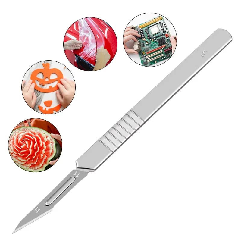 10pcs 11# 23# Carbon Steel Surgical Scalpel Blades + 1pc Handle Scalpel DIY Cutting Tool PCB Repair Animal Surgical Knife - 5