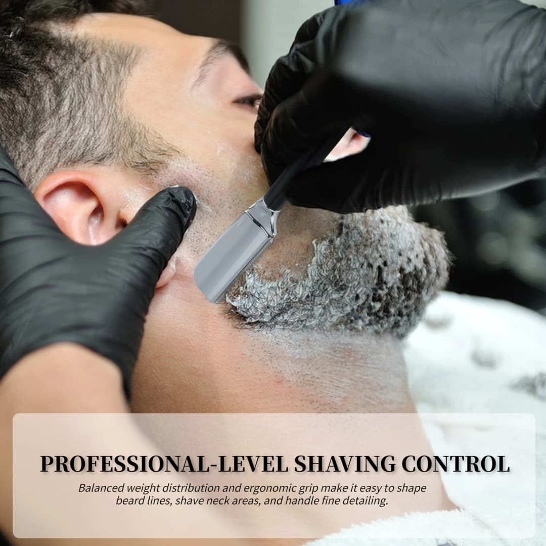 New Professional Baber Beard Straight Edge Shaving Razor Men Hair Removal Tools, Wooden Handle, Anti-Slip Grip for Home Shaving - 4