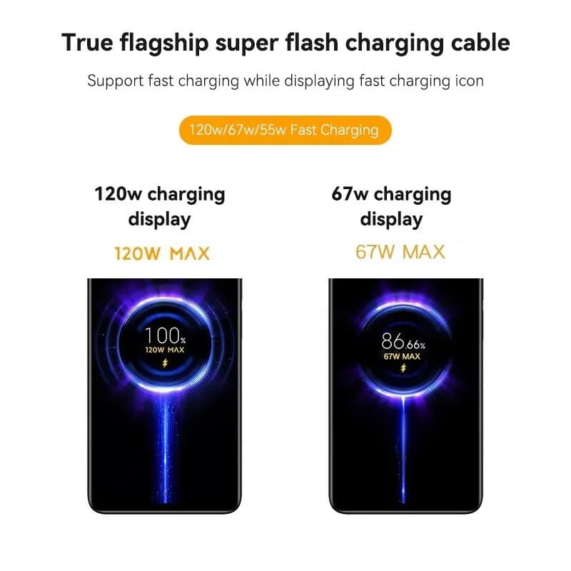 Xiaomi Original Usb Type C Cable 120W 67W Turbo Fast Charger Mi 15 14 13 12T Pro 12 11 Ultra Poco X6 X7 Redmi Note Black Shark 5 - 6