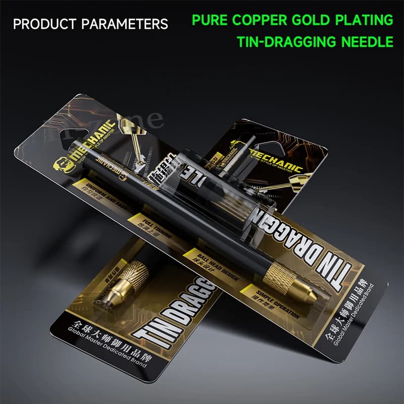 MECHANIC SW-5S Tin Dragging Needle Gold Plated FPC Connector Reballing Solder with 3 Bars Ultralight Carbon Fiber Holder Set - 6