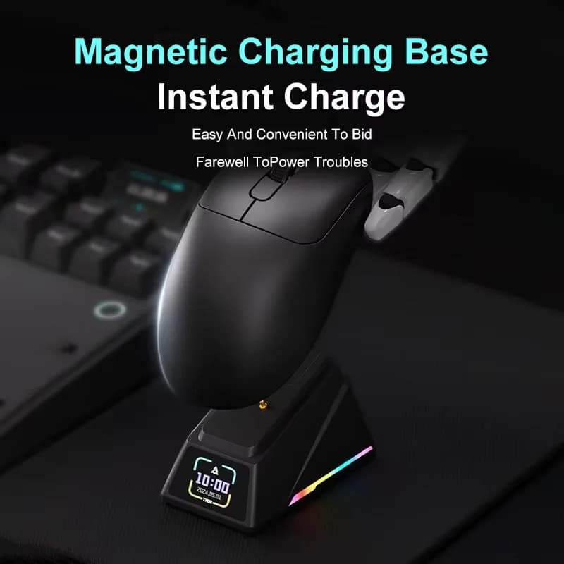 AJAZZ AJ179 APEX PAW3950 30000DPI 8Khz Wireless Gaming Mouse Right Handed Ergonomic Mouse with RGB Magnetic Screen Charging Base - 3