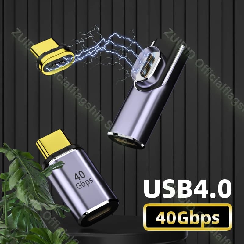 USB4.0 Thunderbolt3 Magnetic Adapter USB C To Type C 40Gbps 100W Fast Charging Magnet Converter Cable 8K@60Hz USB Type C Adapter - 2