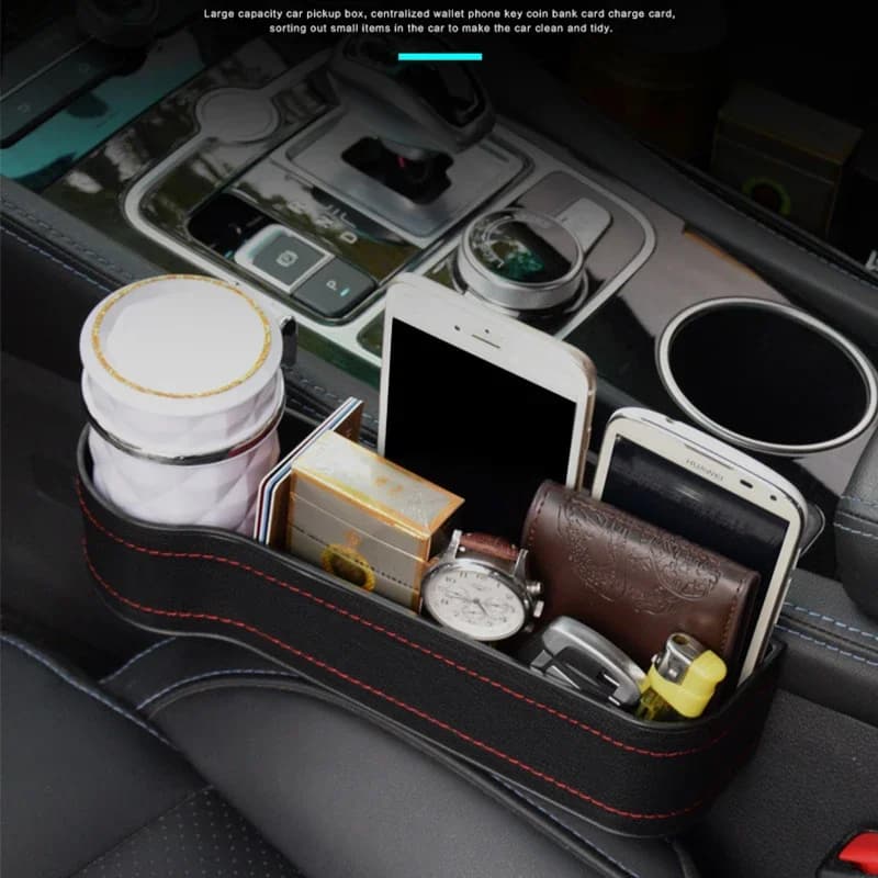 Car Seat Gap Filler Storage Box Multifunction Car Crevice Storage Box Organizer Auto Seat Slit Card Pocket Phone Cup Holder - 2