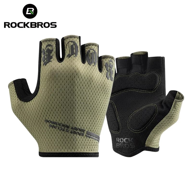 قفازات ركوب الدراجات ROCKBROS بنصف إصبع، مقاومة للصدمات، قابلة للتنفس، مرونة عالية، مناسبة لصيف ركوب الدراجات
