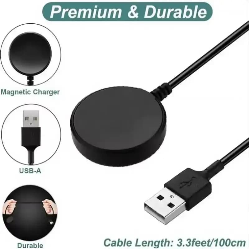 شاحن ساعة مغناطيسي محمول لاسلكي مع كابل USB، محطة شحن سريعة لساعة سامسونج جالاكسي 8 و7 و6 و5 برو و5 و4 و3 وأكتيف 2 - 3