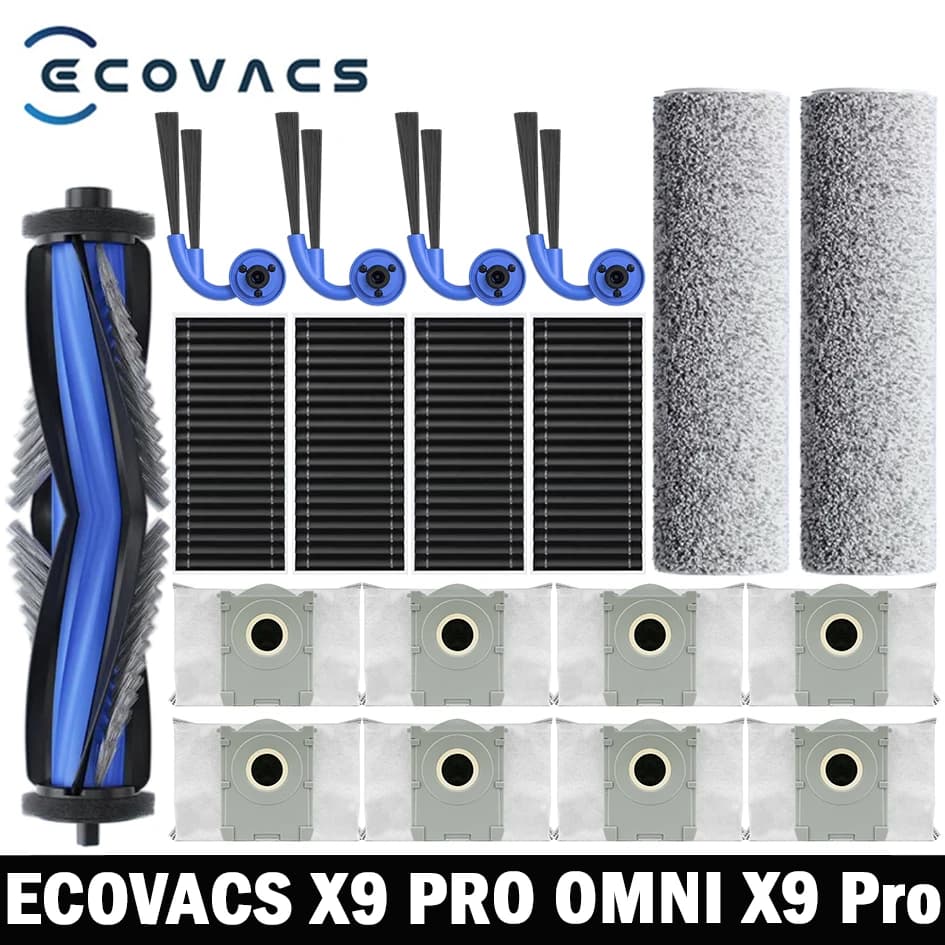 قطع غيار مكنسة روبوت ECOVACS X9 PRO OMNI / X9 Pro فرش جانبية رئيسية مناشف ممسحة فلاتر HEPA أكياس غبار إكسسوارات