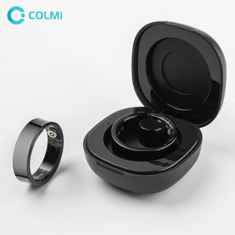 خاتم COLMI R09 الذكي لعام 2024 للرجال والنساء مع علبة شحن، مراقب الصحة والنوم، مراقب درجة حرارة الجلد، عمر بطارية 60 يومًا