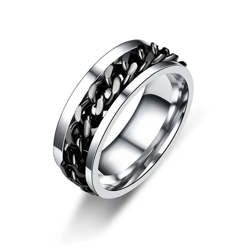Titanium Steel Rotatable Chain Rings for Women Men Spinner Ring Decompression Multifunctional Chain Ring Bottle Opener Ring Gift - 3