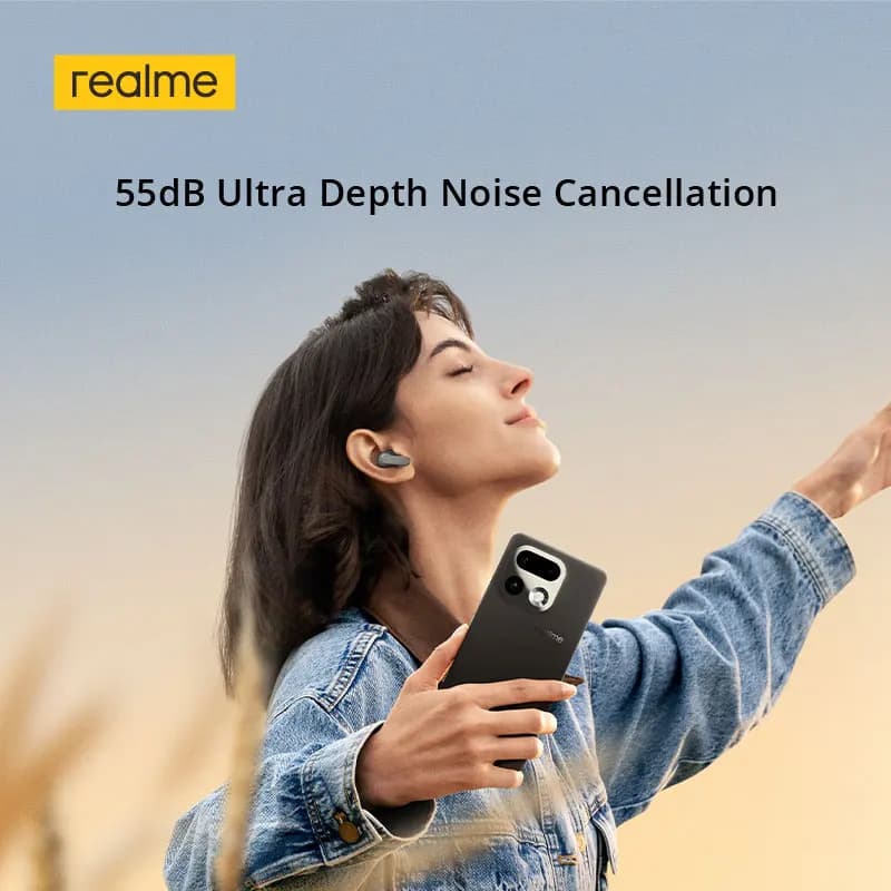 سماعات realme Buds Air 8 مع إلغاء ضوضاء عميق 55dB، إصدار عالمي، سماعات لاسلكية حقيقية، بلوتوث 5.4، LHDC 5.0، مقاومة للماء IP55
