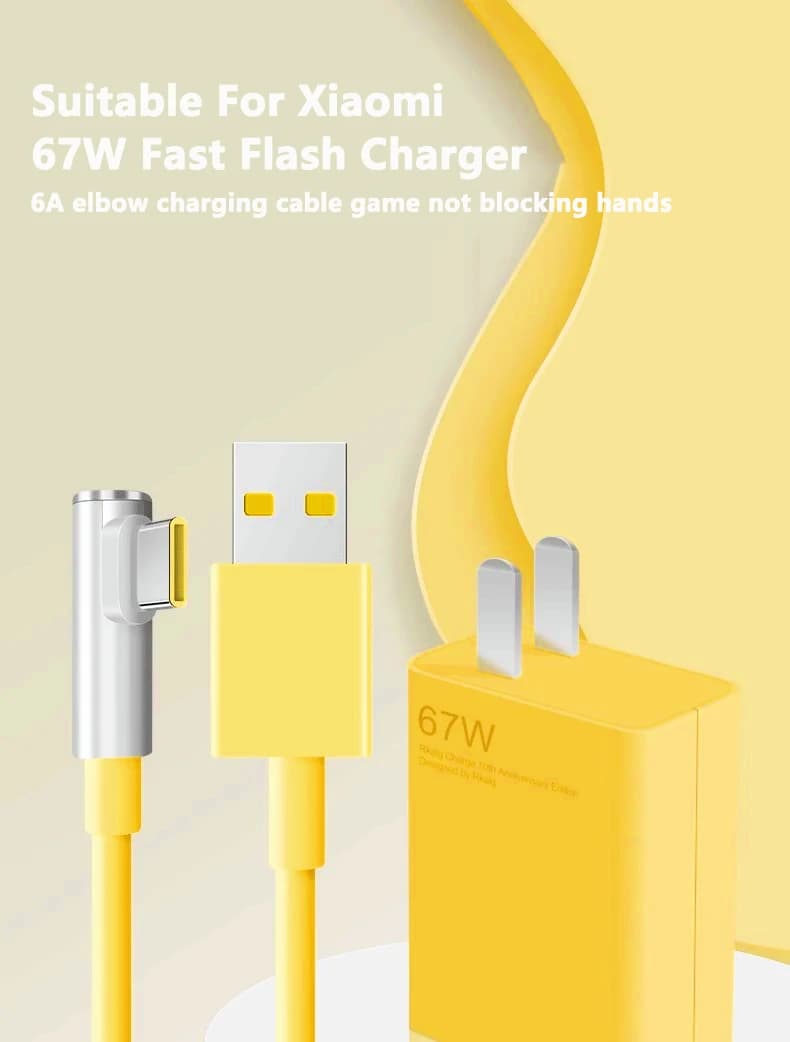 شاحن سريع بقوة 67 واط لهواتف Xiaomi 14 و13 و12 و11 Pro Ultra Lite، كابل شحن سريع USB A إلى Type C لإكسسوارات Note 12 - 2