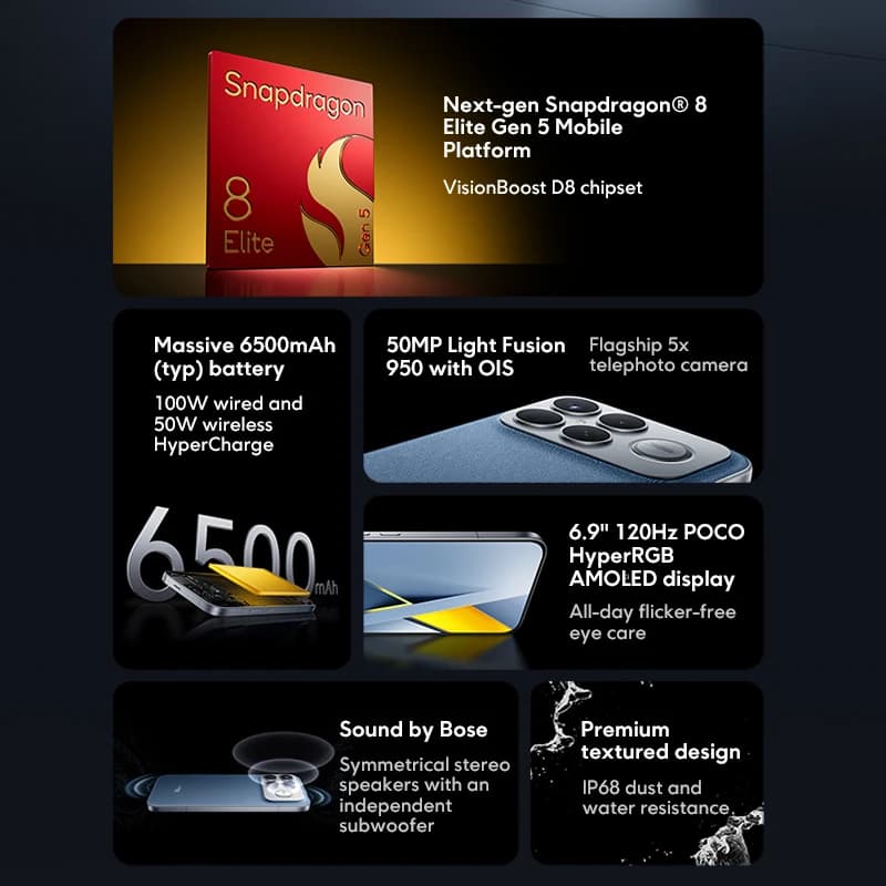 【عرض عالمي】 هاتف POCO F8 ألترا 5G نسخة عالمية سناب دراجون® 8 إيليت الجيل 5 NFC بطارية 6500 مللي أمبير 50 ميجابكسل 6.9 بوصة شاشة 120 هرتز - 2