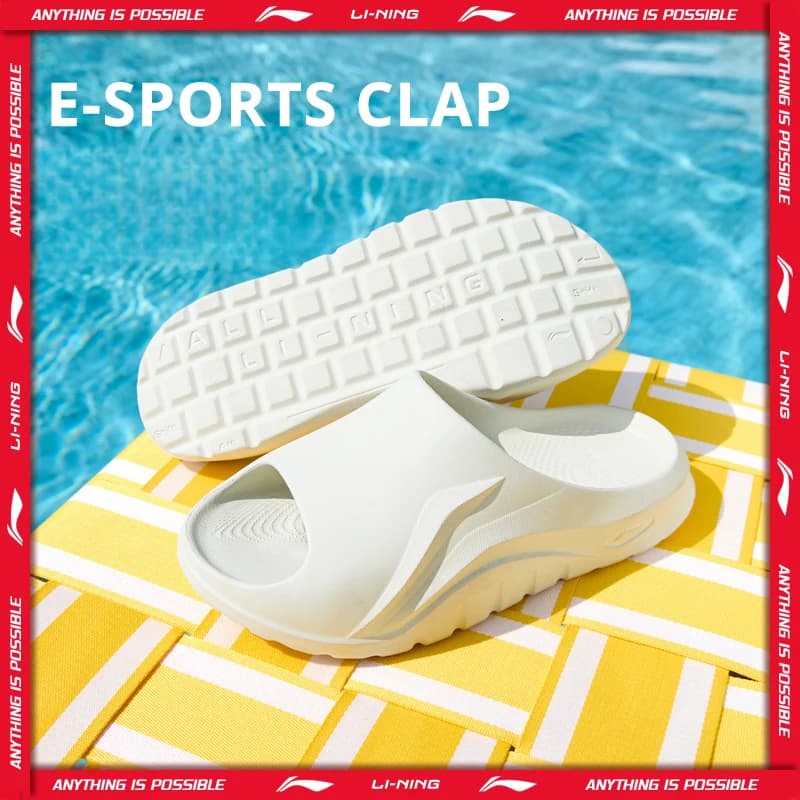 شباشب لي نينغ للجنسين E-SPORTS CLAP خفيفة الوزن ومتنفسية بكعب سميك، صنادل كاجوال أنيقة وناعمة AGAW007