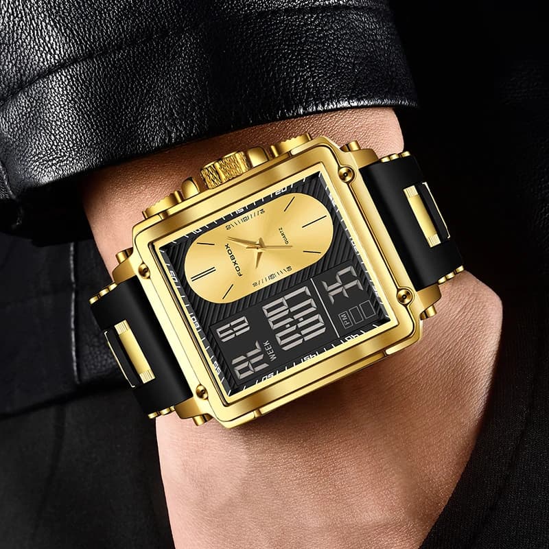 LIGE New Fashion Square Digital Watch Men Casual Sports Waterproof Men's Quartz Wristwatches FOXBOX Top Brand Luxury Chronograph - 5