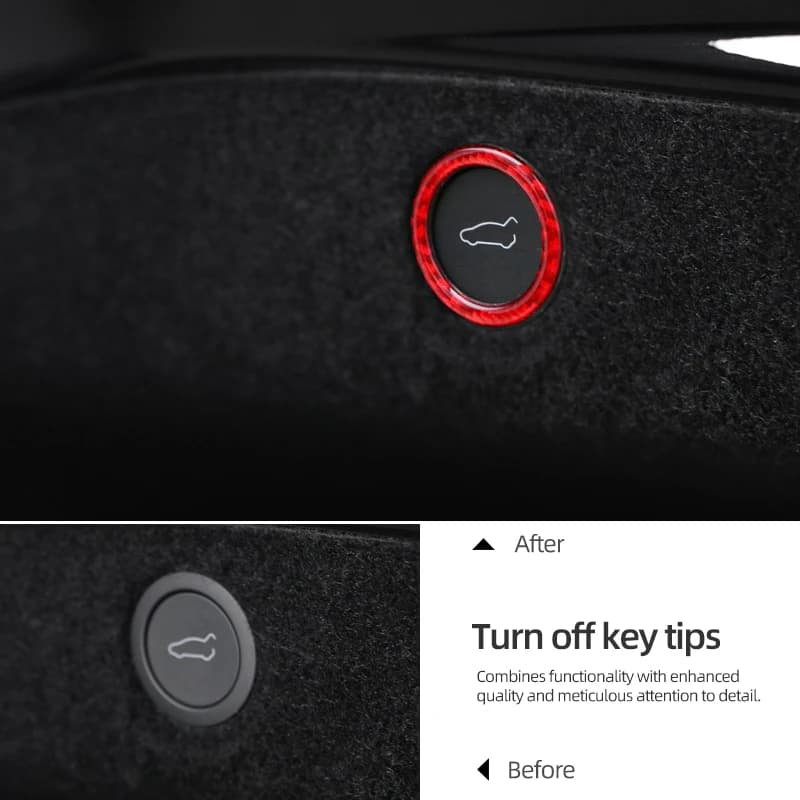 For Tesla 2019- Model 3 Highland 2024 Model Y Juniper Carbon Fiber Rear Trunk Switch Prompt Circle Trim Sticker Car Accessories - 4