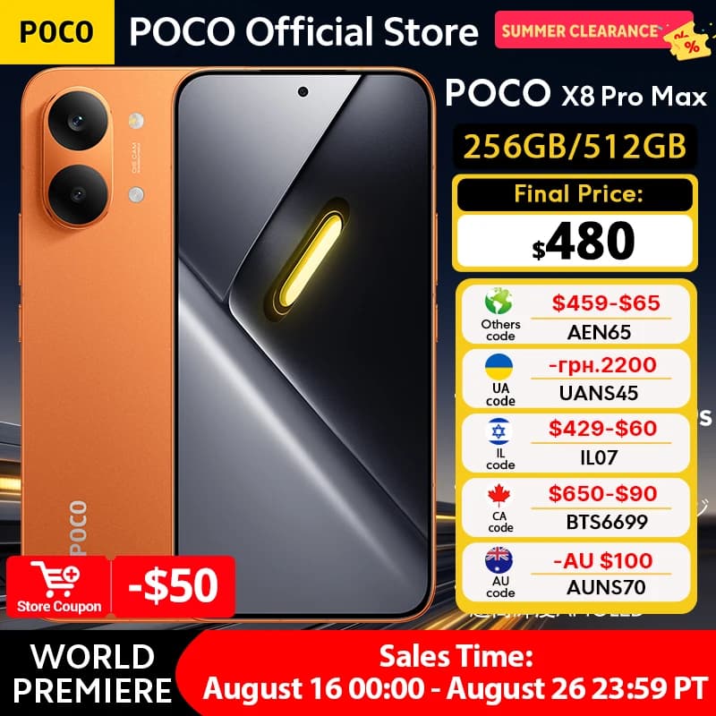 هاتف محمول POCO X7 Pro إصدار عالمي 256GB 512GB معالج Dimensity 8400-Ultra شاشة 6.67 بوصة 120Hz شحن 90W بطارية 6000mAh 5G NFC