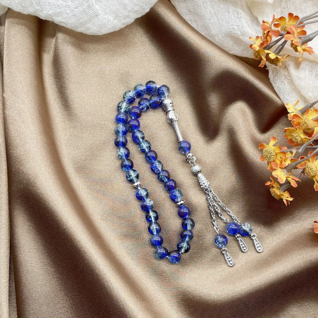 New 33 Beads 8mm Cracked Glass Tasbih, Muslim Prayer Beads for Daily Worship, Ramadan Holiday Gift for Women - 6
