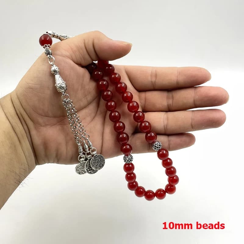 تسبيح البرازيل الطبيعي العقيق الأحمر الإسلامي مسبحة مسلم سوار سبحة صلاة عيد رمضان هدية العربية الإكسسوارات الوردية - 6