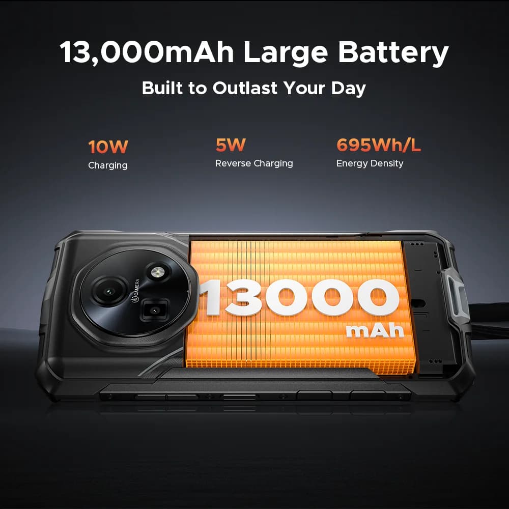 الإصدار العالمي DOOGEE Fire 5 هاتف متين للغاية 32 جيجابايت+256 جيجابايت بطارية 13000 مللي أمبير معالج Mediatek Helio G81 شاشة 6.6 بوصة كاميرا 48 ميجابكسل إضاءة تخييم - 6