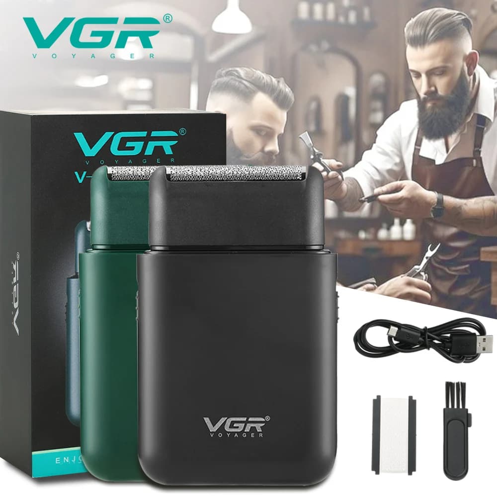 VGR V-390 ماكينة حلاقة صغيرة بشفرة واحدة لاسلكية لتشذيب اللحية قابلة لإعادة الشحن ماكينة حلاقة كهربائية للوجه والجسم للرجال