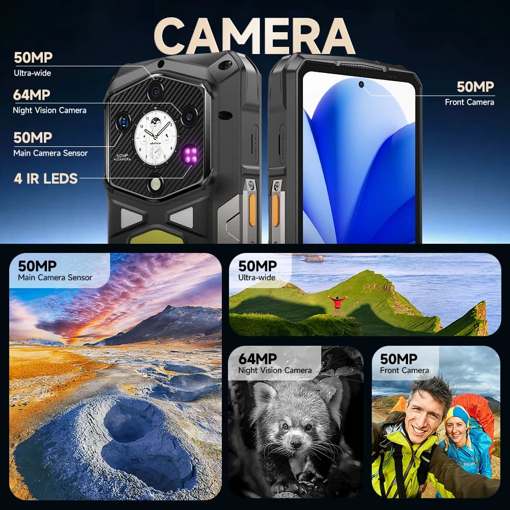 عرض عالمي لهاتف Ulefone Armor 29 Ultra 5G AI متين بشاشة مزدوجة ومعالج Dimensity 9300+ وبطارية 21200 مللي أمبير وشاشة 120 هرتز وسعة تخزين 1 تيرابايت وكاميرا 64 ميجابكسل وNFC بنظام أندرويد 15 - 6