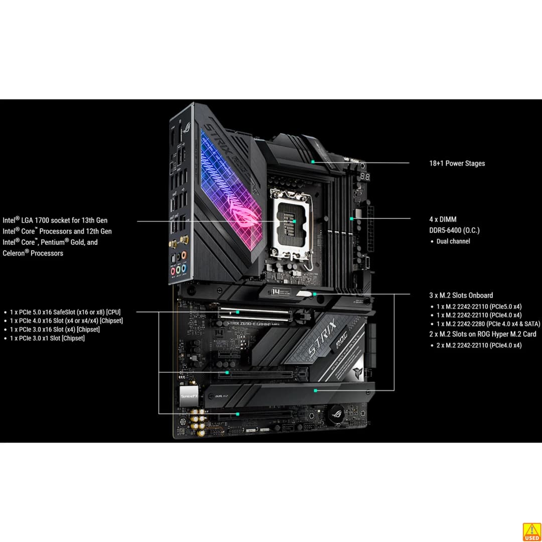لوحة أم ASUS ROG STRIX Z690-E GAMING WIFI بمقبس LGA1700 معالج مركزي DDR5 6400(OC) MHz مجموعة شرائح Z690 لوحة رئيسية ATX - 2