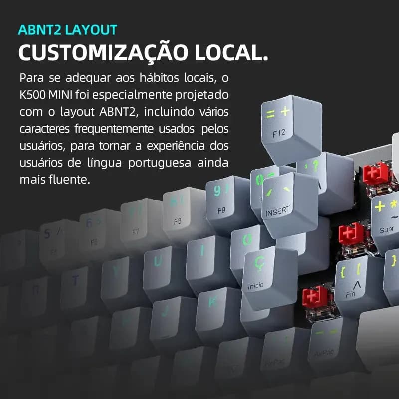 Machenike K500-B61 Mini Mechanical Keyboard 60% ABNT2 Layout RGB Backlight Hot-swappable NKRO Wired Gaming Keyboard For PC Gamer - 4