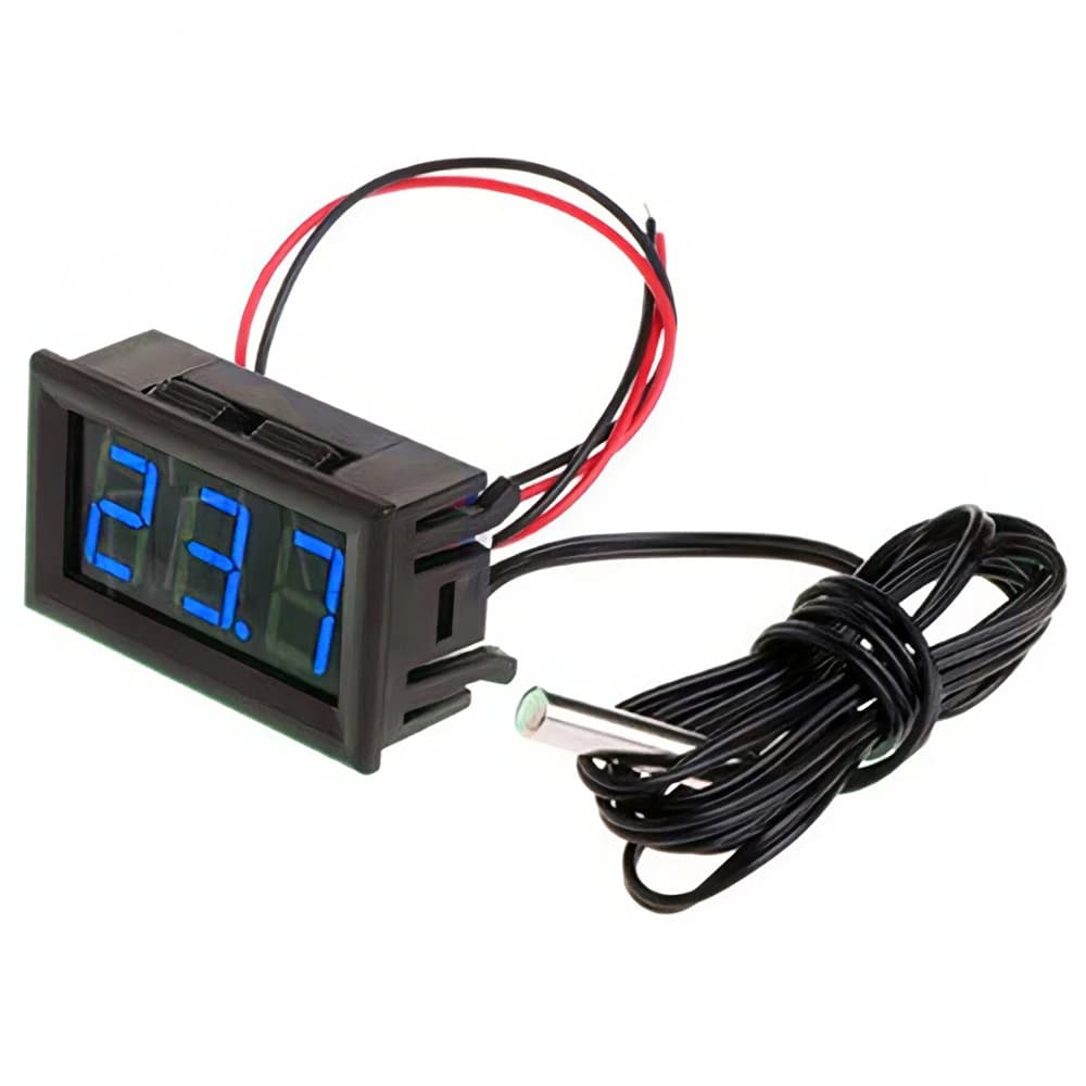 مقياس حرارة رقمي LED للسيارة، مقياس مراقبة درجة الحرارة مع مجس حرارة، يعمل على DC 5-12V - 4