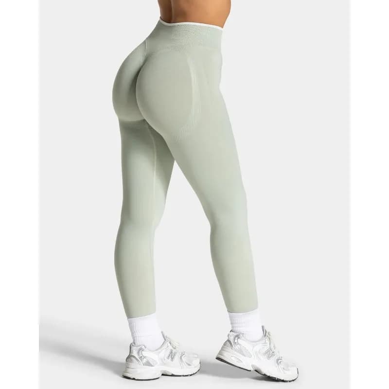 New Women's Color Blocking Yoga Leggings Seamless Knited Tights High Waist Hip Liftting Gym Workout White Edge Sports Leggings - 4