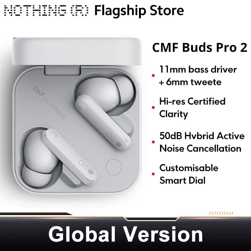 CMF By Nothing Buds Pro 2 Global Version IP55 Earphone Bluetooth 5.3 with 50 dB Hybrid Active Noise Cancellation 6 HD MICS