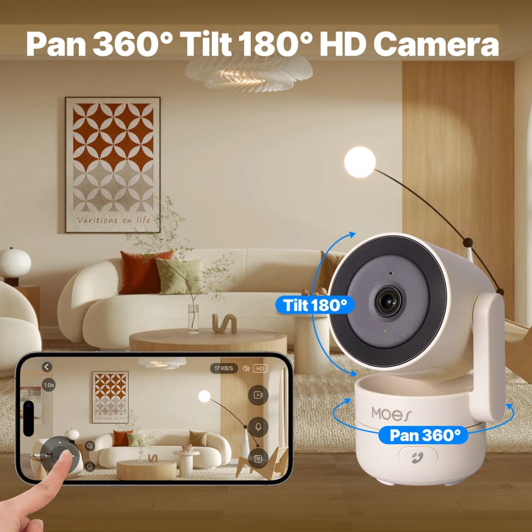 كاميرا ذكية من مويس تuya بدقة 4 ميجابكسل، واي فاي 360 درجة مع رؤية ليلية وتتبع الحركة وصوت ثنائي الاتجاه لامن المنزل - 3