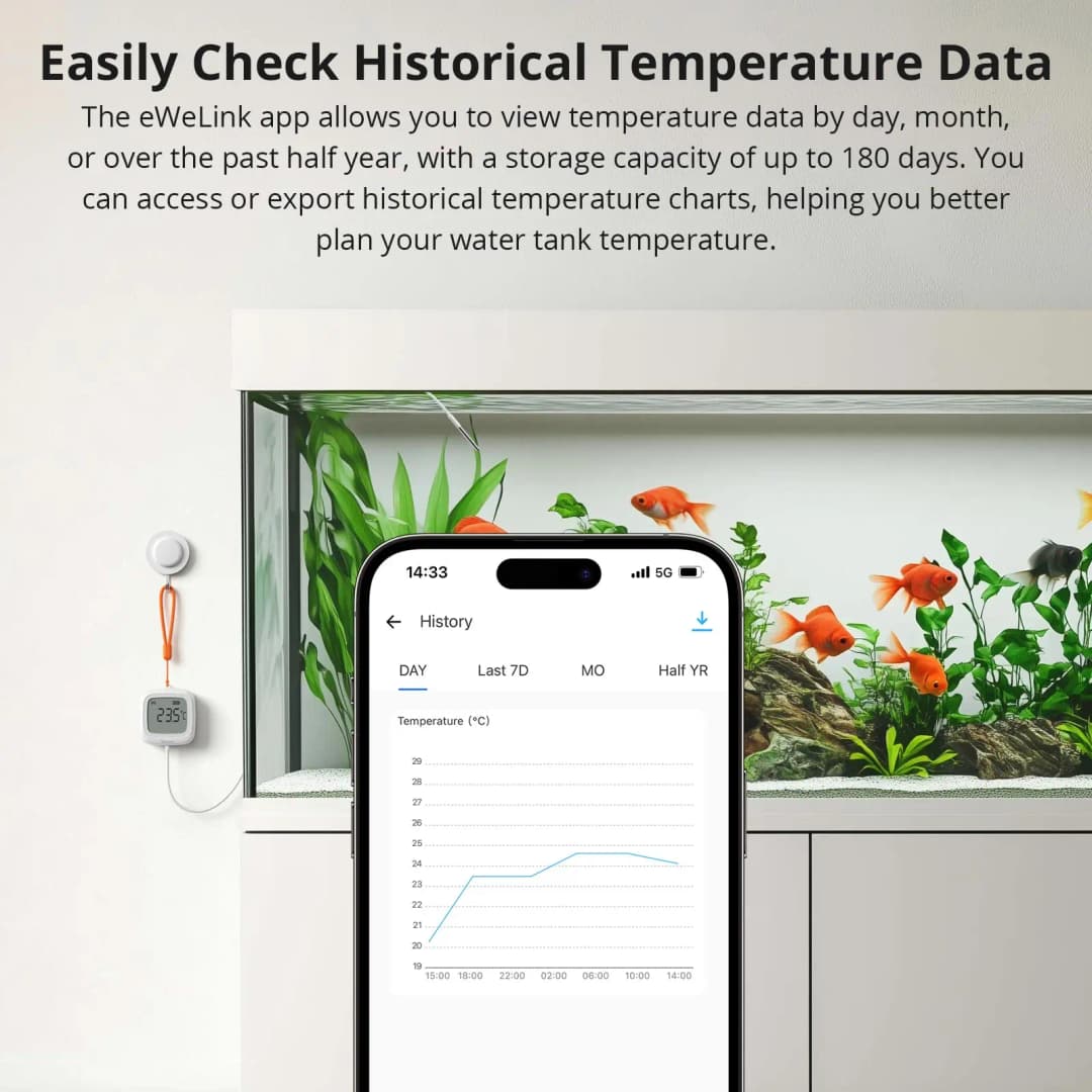 SONOFF SNZB-02LD Zigbee3.0 LCD Smart Thermometer with Probe IP65 Waterproof for Fridge Pool Fish tank Wine Cellar via ZBBridge-P - 5
