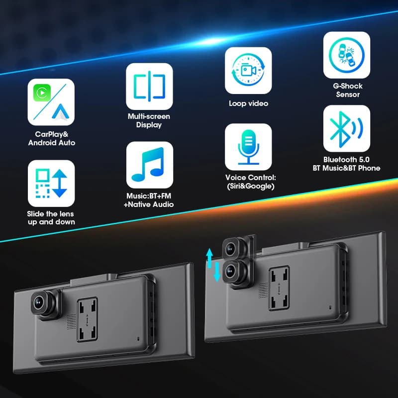Develuck جديد 11.26 بوصة 4K DVR كاربلاي لاسلكي وأندرويد أوتو كاميرا لوحة قيادة محمولة مسجل فيديو شاشة سيارة ملاحة 5G WIFI - 3