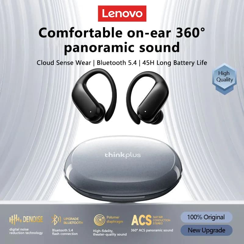 سماعات رأس لينوفو XT55 لاسلكية بلوتوث 5.4، صوت محيطي HIFI، مكالمات HD، خطاف أذن OWS، إلغاء الضوضاء، سماعات رياضية - 5