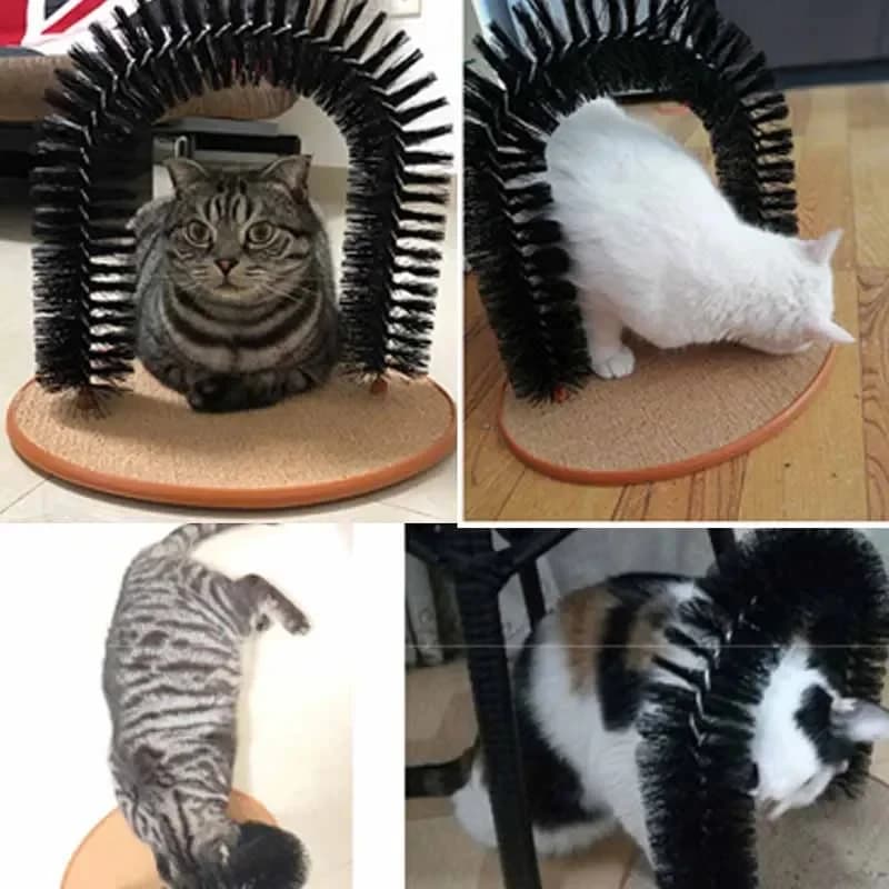 Cat Toy Arch Self Groome Pamper Feline with A Massage Grooming Rubbing Brush with Scratching Pad Toy for Cats Interactive Toys - 6
