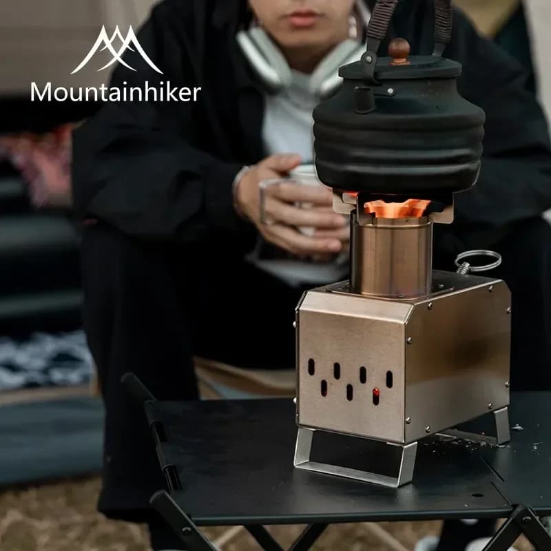 موقد حطب محمول مربع من الفولاذ المقاوم للصدأ سخان خارجي للنار موقد تخييم وتنزه MOUNTAINHIKER - 2
