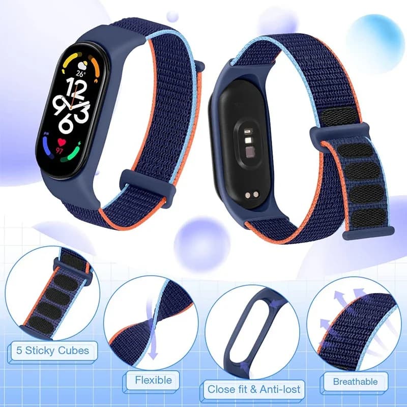 حزام Nylon لجهاز Xiaomi Mi Band 7 و6 و5 و4، سوار رياضي، متوافق مع Miband 7 و6 و5 و4 و3، يدعم NFC - 3