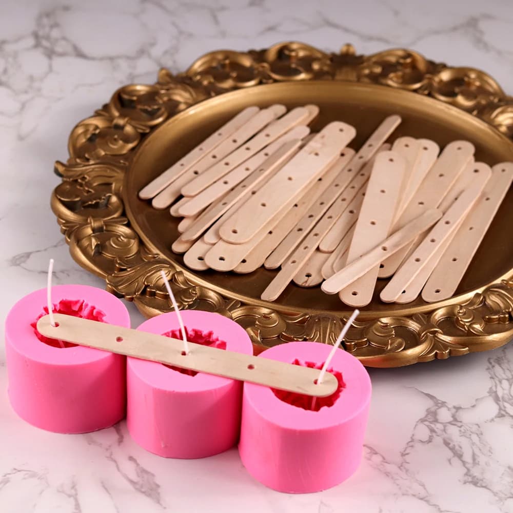 حامل شمع خشبي مثقوب لصنع الشموع DIY إمدادات شموع عطرية 5/20/30 قطعة أعواد خشبية جهاز تمركز فتيل - 2
