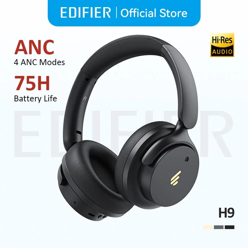 سماعات رأس لاسلكية Edifier H9 مع إلغاء الضوضاء النشط، بلوتوث 5.4، صوت عالي الدقة، بطارية تدوم حتى 75 ساعة، تصميم قابل للطي
