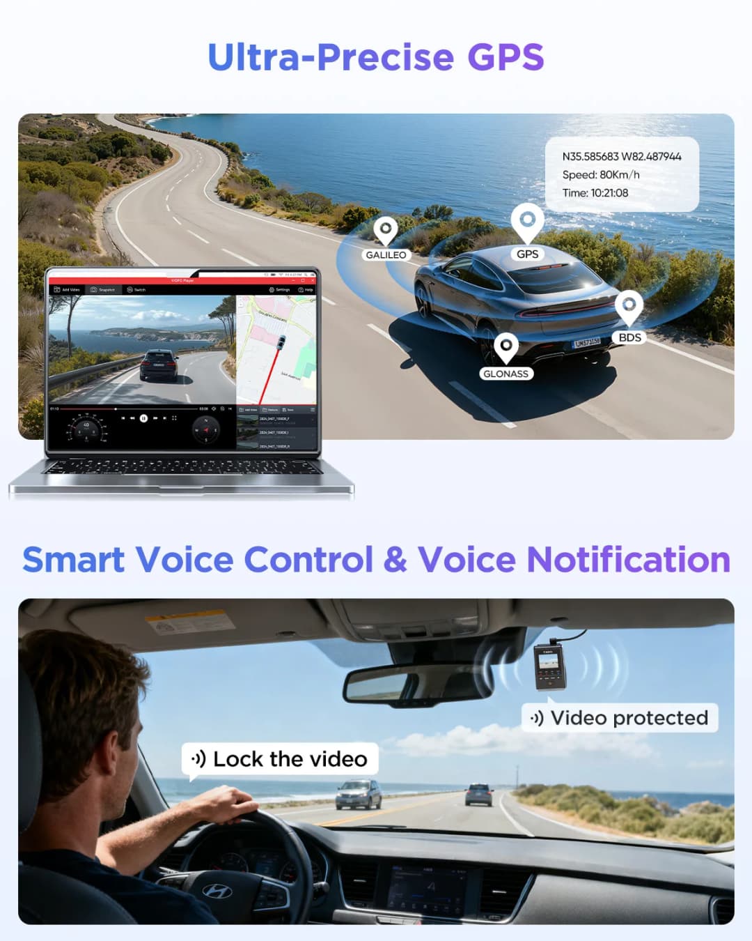 كاميرا لوحة قيادة VIOFO A119M Pro بدقة 4K HDR، مستشعر STARVIS 2 IMX678، كاميرا أمامية للسيارات، واي فاي 6، نظام تحديد المواقع رباعي الوضع، تحكم بالصوت - 6