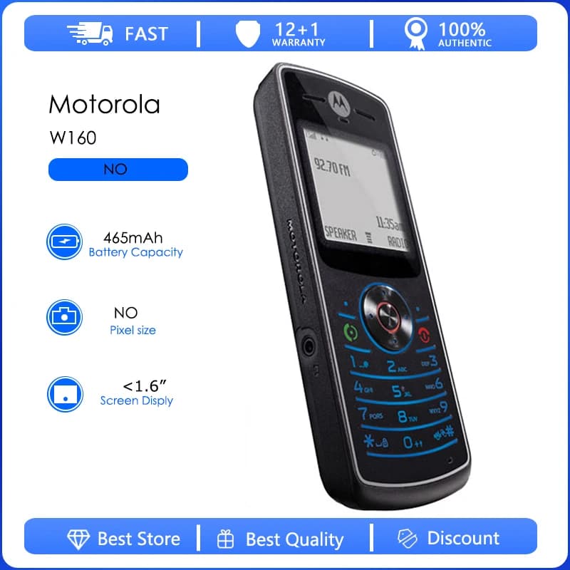 هاتف Motorola W160 W156 مجدد ببطارية قابلة للفصل 430 مللي أمبير في الساعة يدعم اللغة الإنجليزية فقط - بيع بالجملة مع شحن مجاني