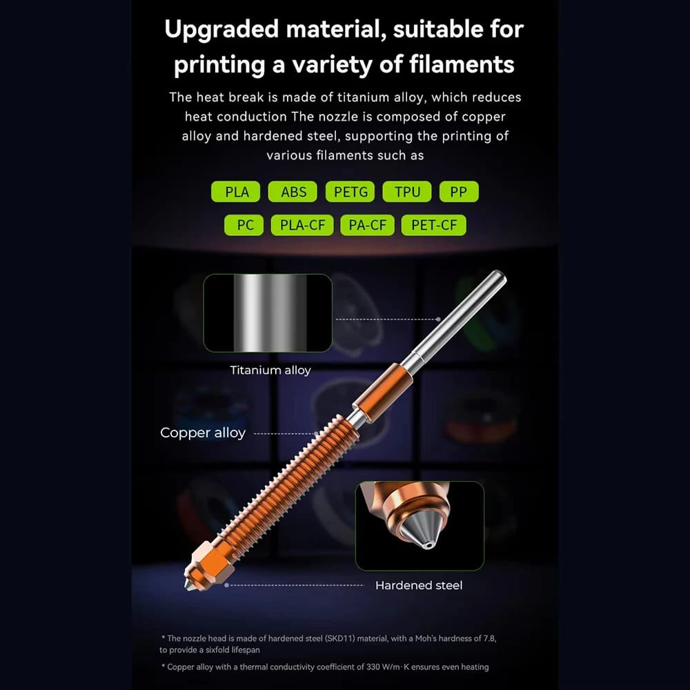 فوهة يونيكورن Creality K2/K2 Plus/K2Pro فوهة تبديل سريع، فوهة يونيكورن من الفولاذ المقسى بالكامل تناسب تجميع Creality Hi Hotend - 4