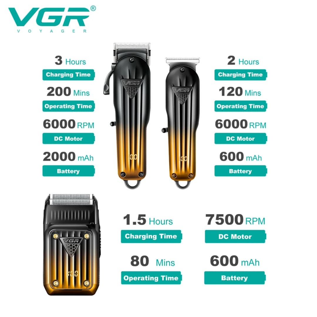 VGR 644 ماكينة قص الشعر المتدرج - كهربائية، قابلة لإعادة الشحن، احترافية للرجال - 5